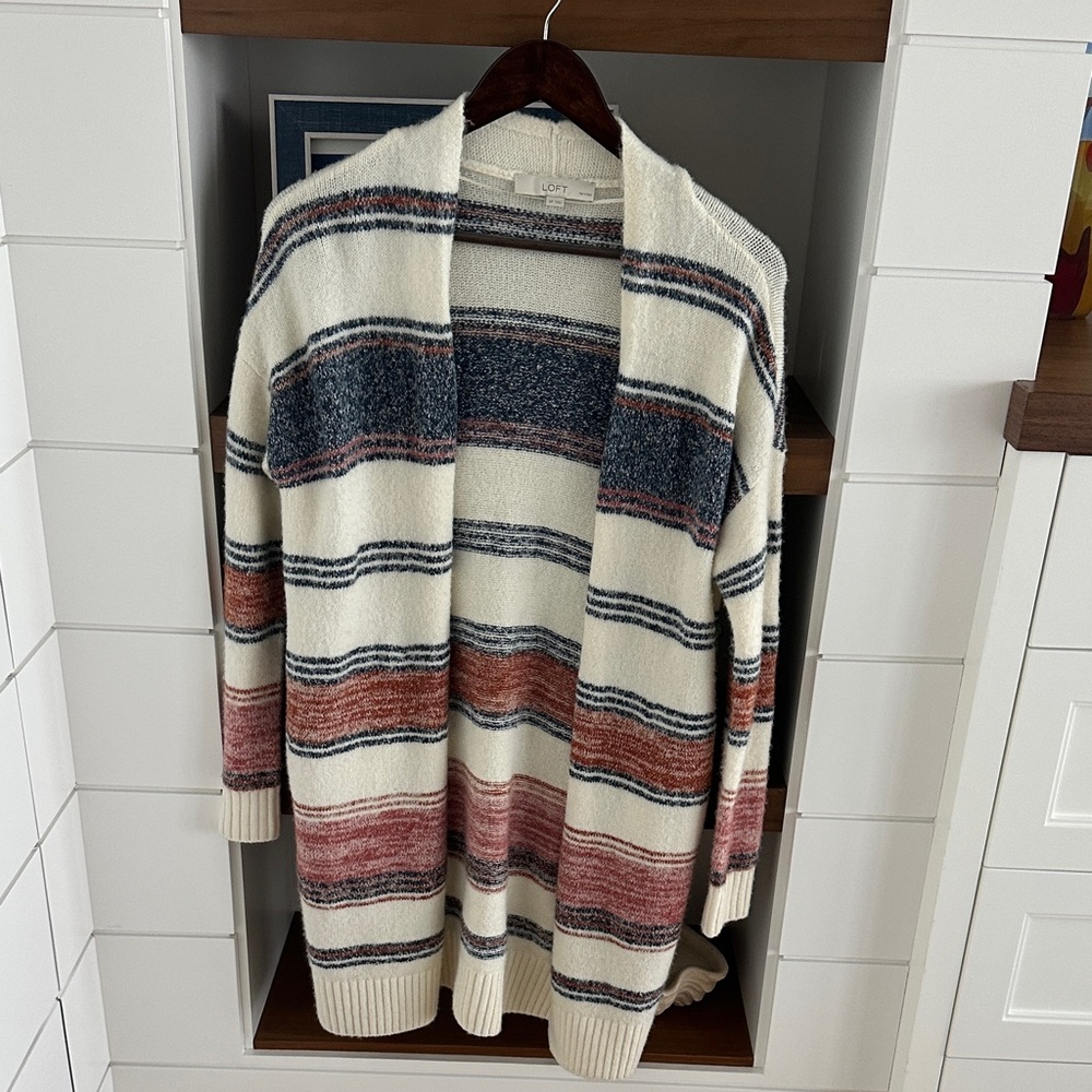 LOFT Multicolor Striped Cardigan